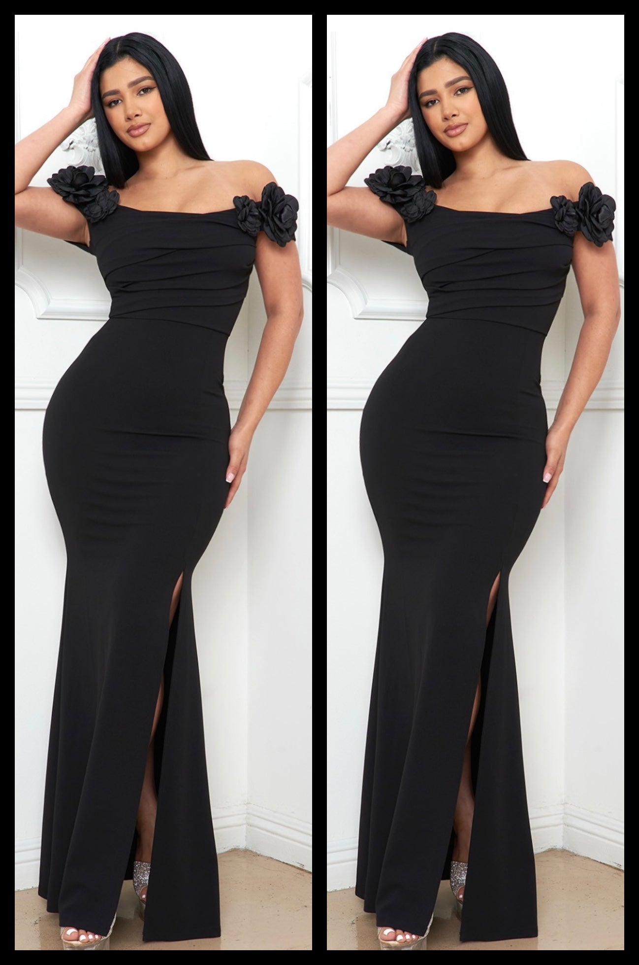 Flower on Sleeve Off the Shoulder Dress