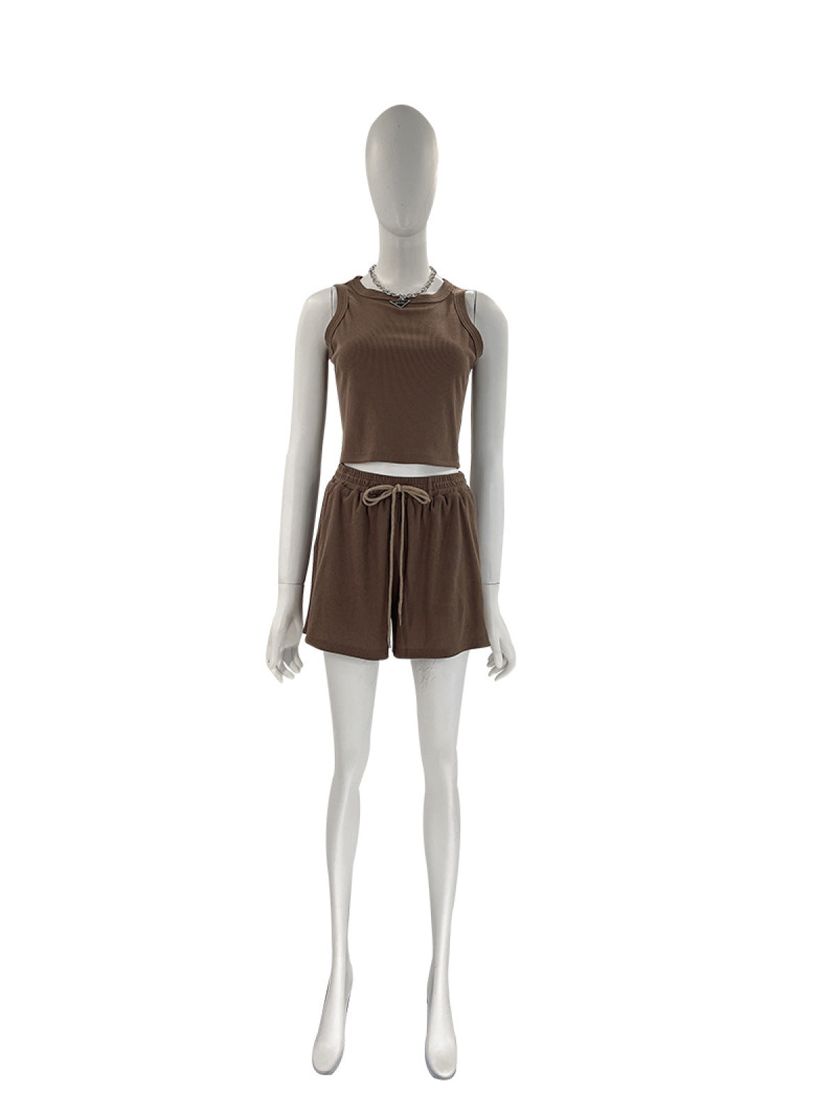 “Hot Girl Walk” Round-neck Bra & Shorts Two-Piece Active Sets