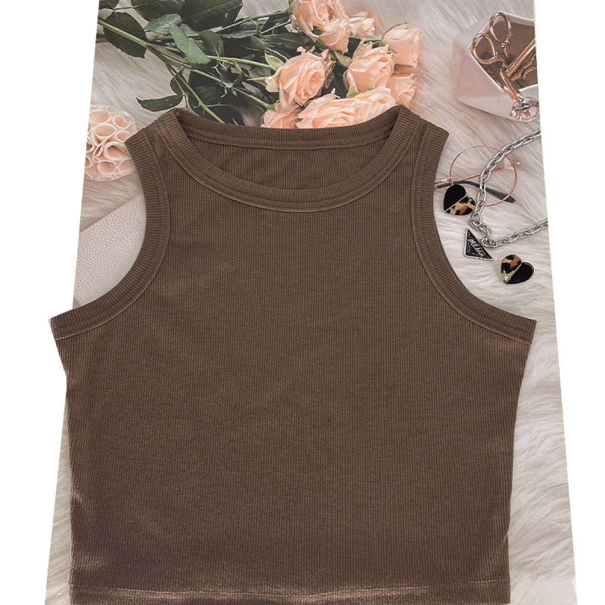 “Hot Girl Walk” Round-neck Bra & Shorts Two-Piece Active Sets