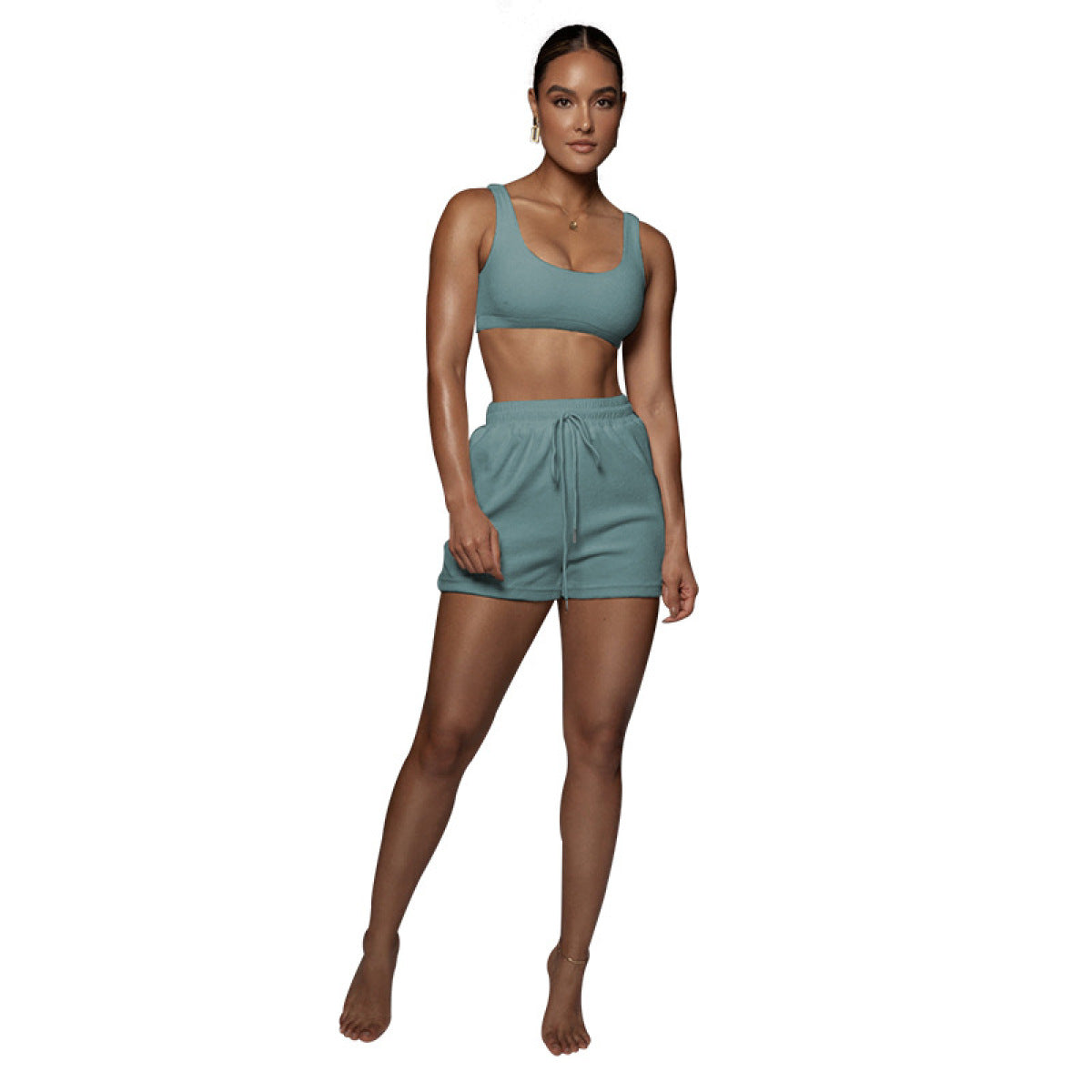 “Breaking Bread” U-neck Bra & Shorts Two-Piece Active Sets