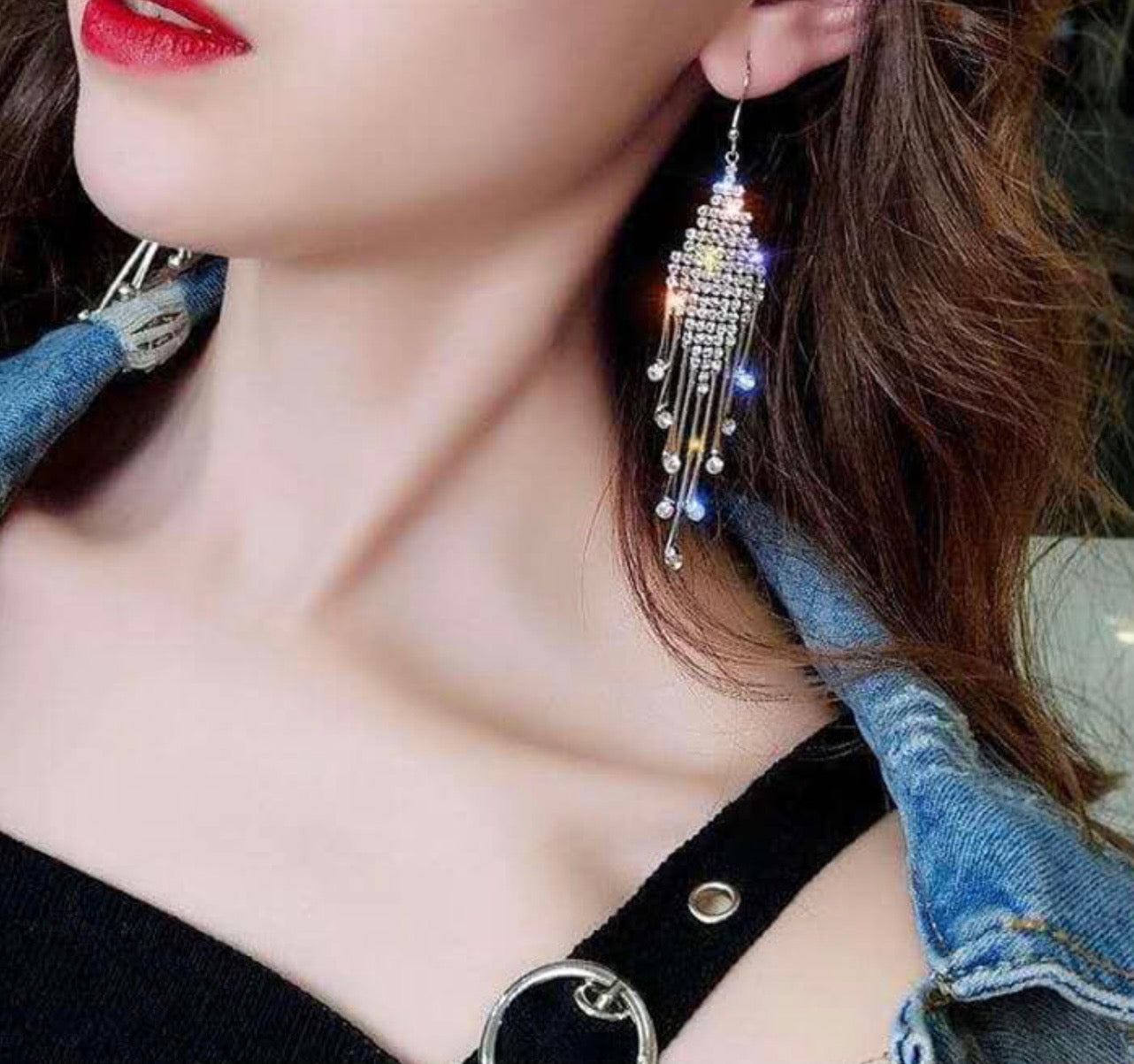 rhinestone tassel earrings