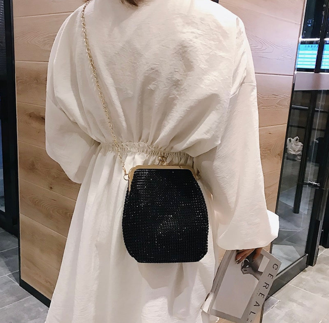 Silver or Black Sequin Evening Purse