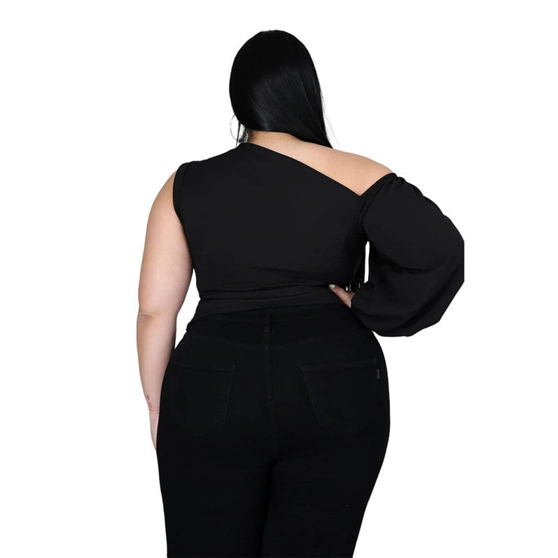 black one shoulder top