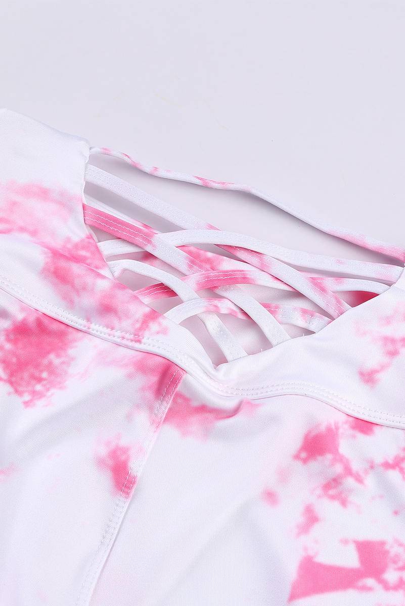 Tie-Dye Crisscross Sport Bra And Leggings Set