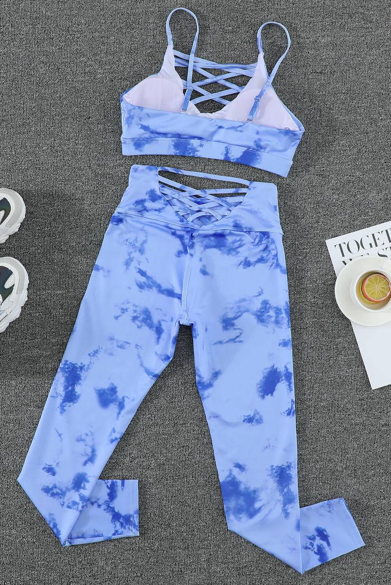 Tie-Dye Crisscross Sport Bra And Leggings Set