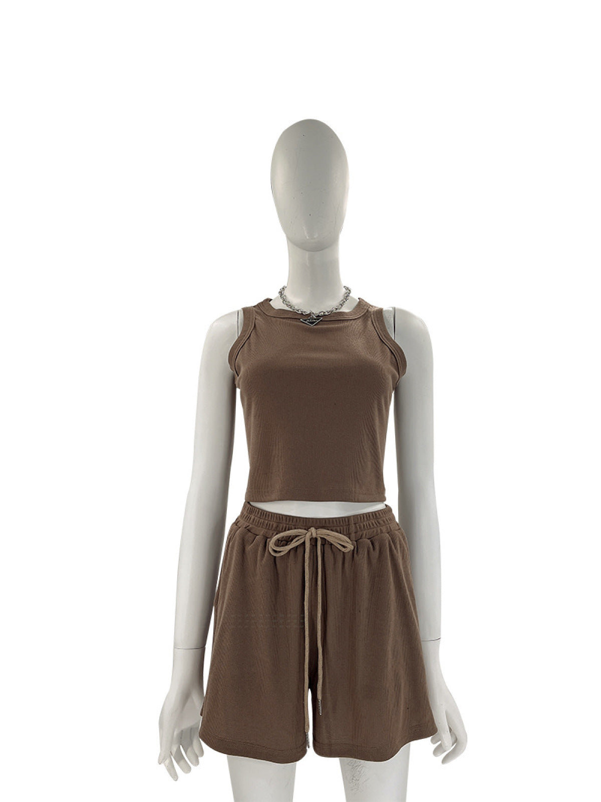 “Hot Girl Walk” Round-neck Bra & Shorts Two-Piece Active Sets