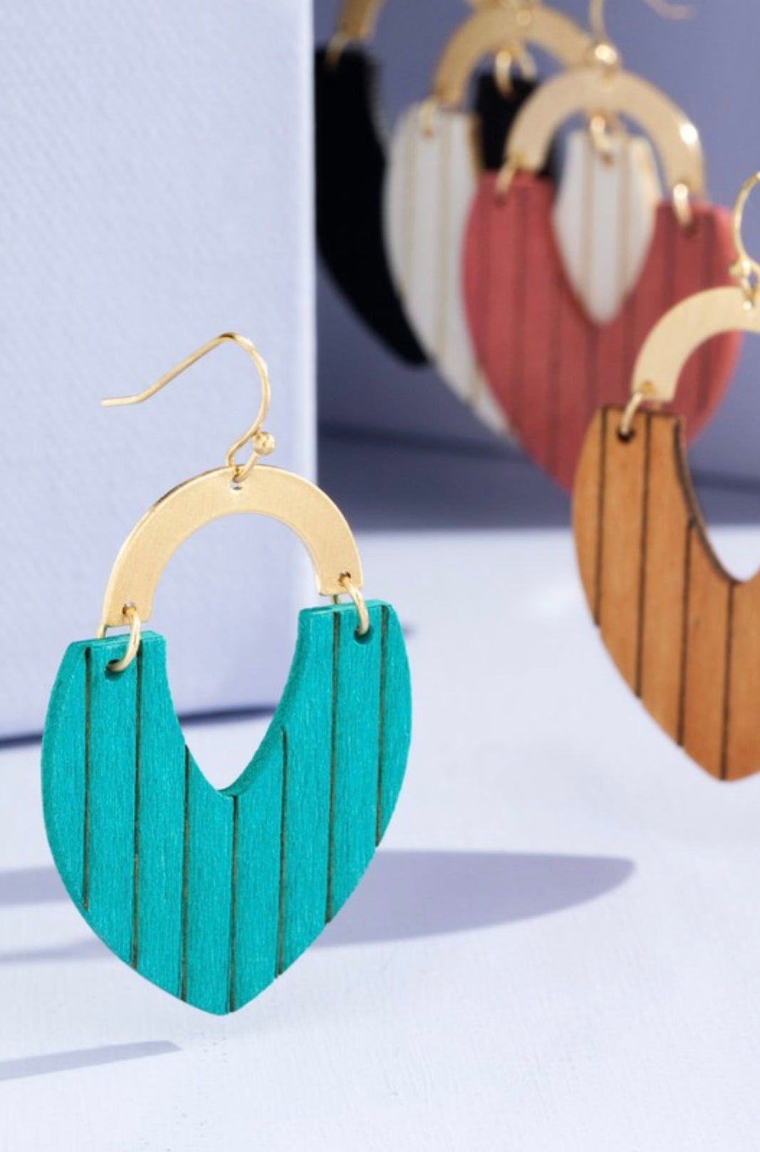 Teardrop Wood Dangle Earrings