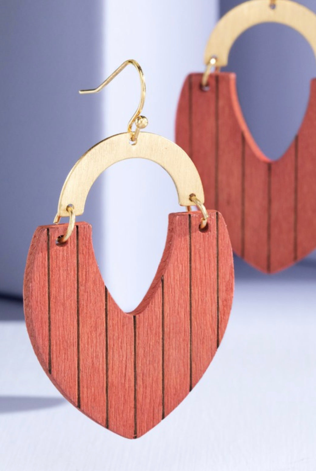 Teardrop Wood Dangle Earrings