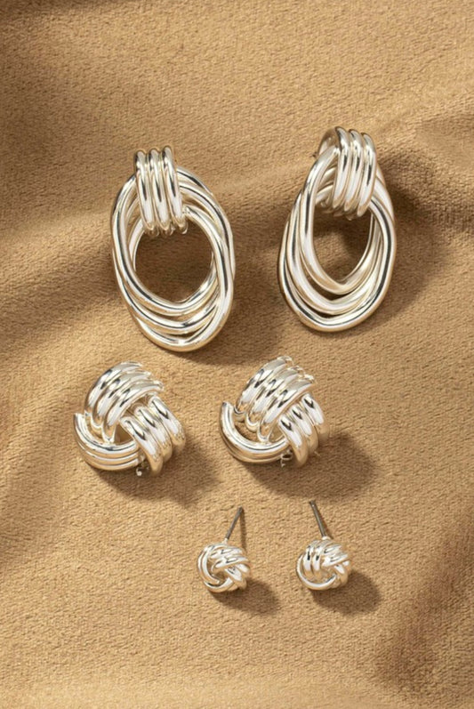 Trio Metal Hoop Earrings