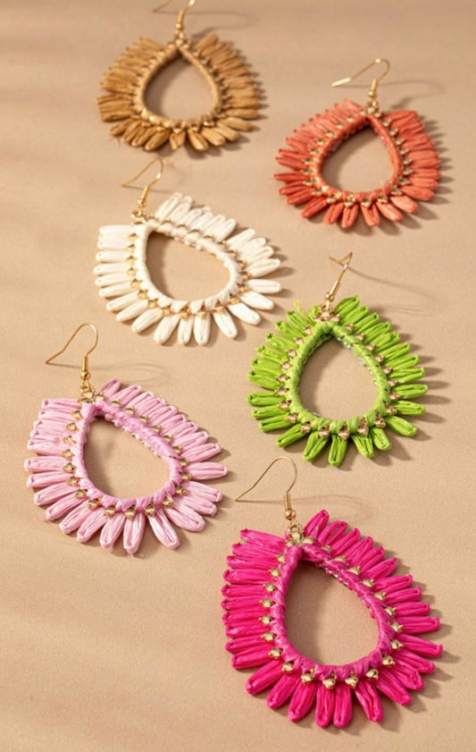 Straw Teardrop Earrings