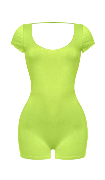 Double Layered Lime Open Back Romper