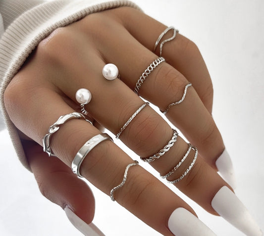 Pearl Stackable Ring Set