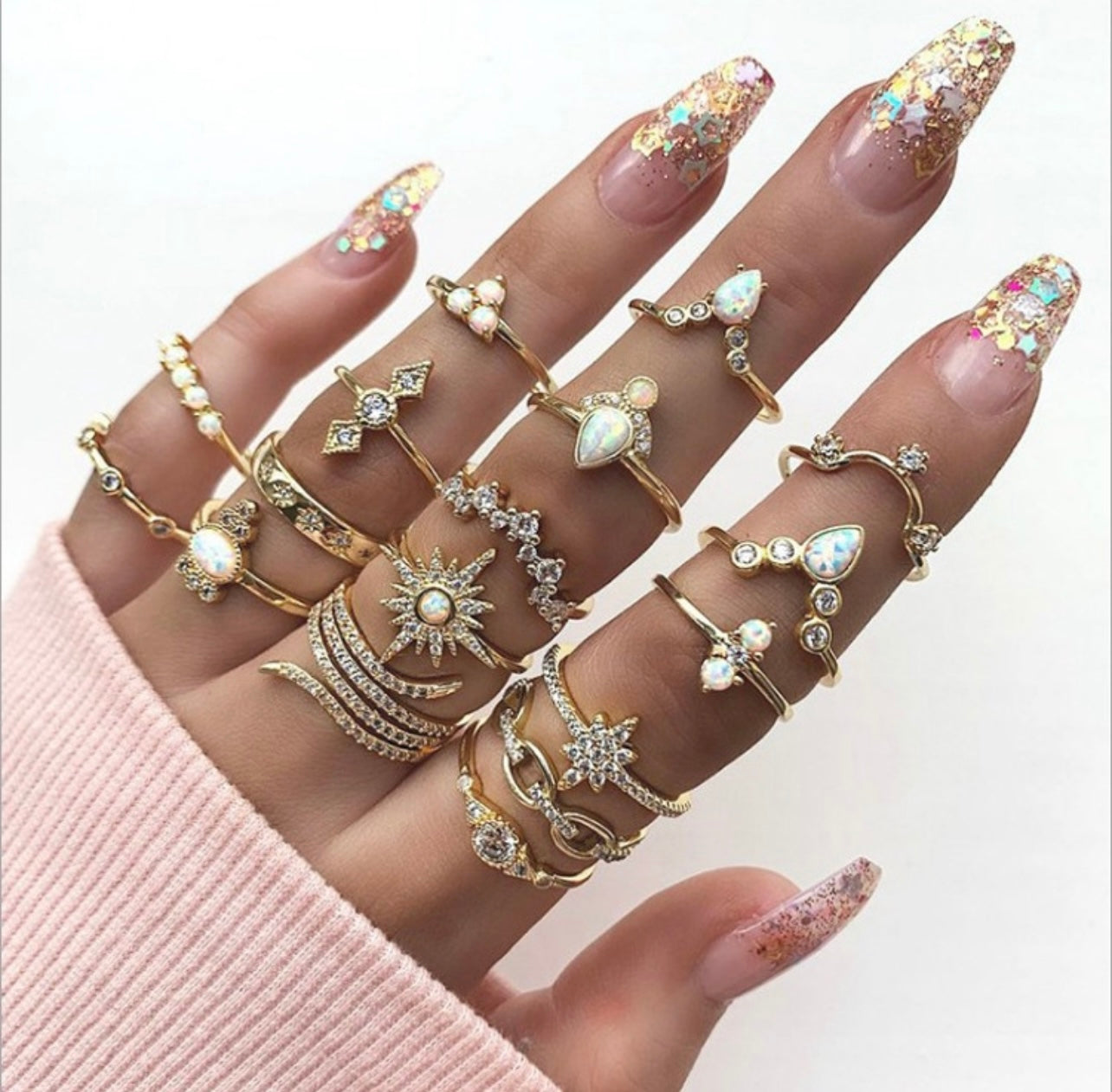 Bohemian Rhinestone Ring Set