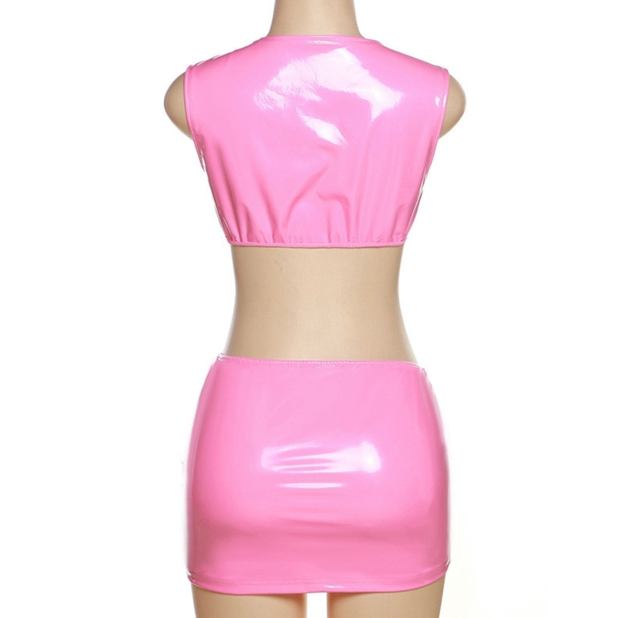 Pink Crop Top Skirt Set