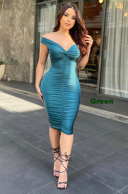 Valentina Teal Off the Shoulder