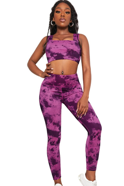 Active Tie Dye Yoga Bra And Legging Set