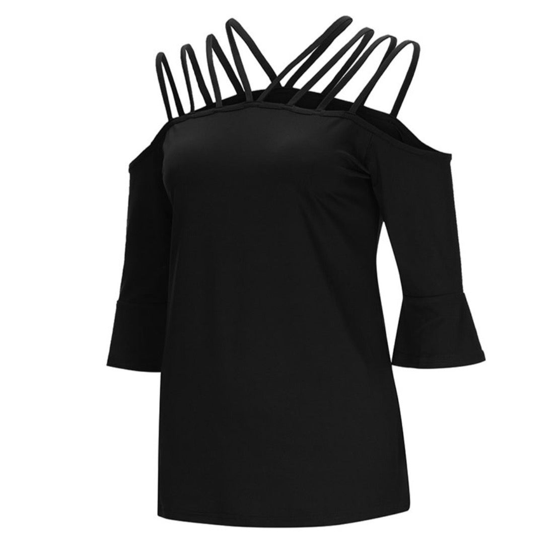 black loose fit spaghetti strap blouse