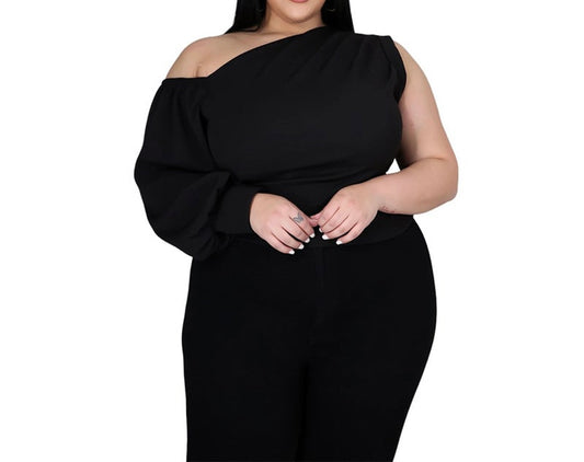 black one shoulder top