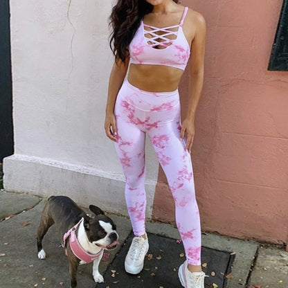 pink tie dye athleisure set