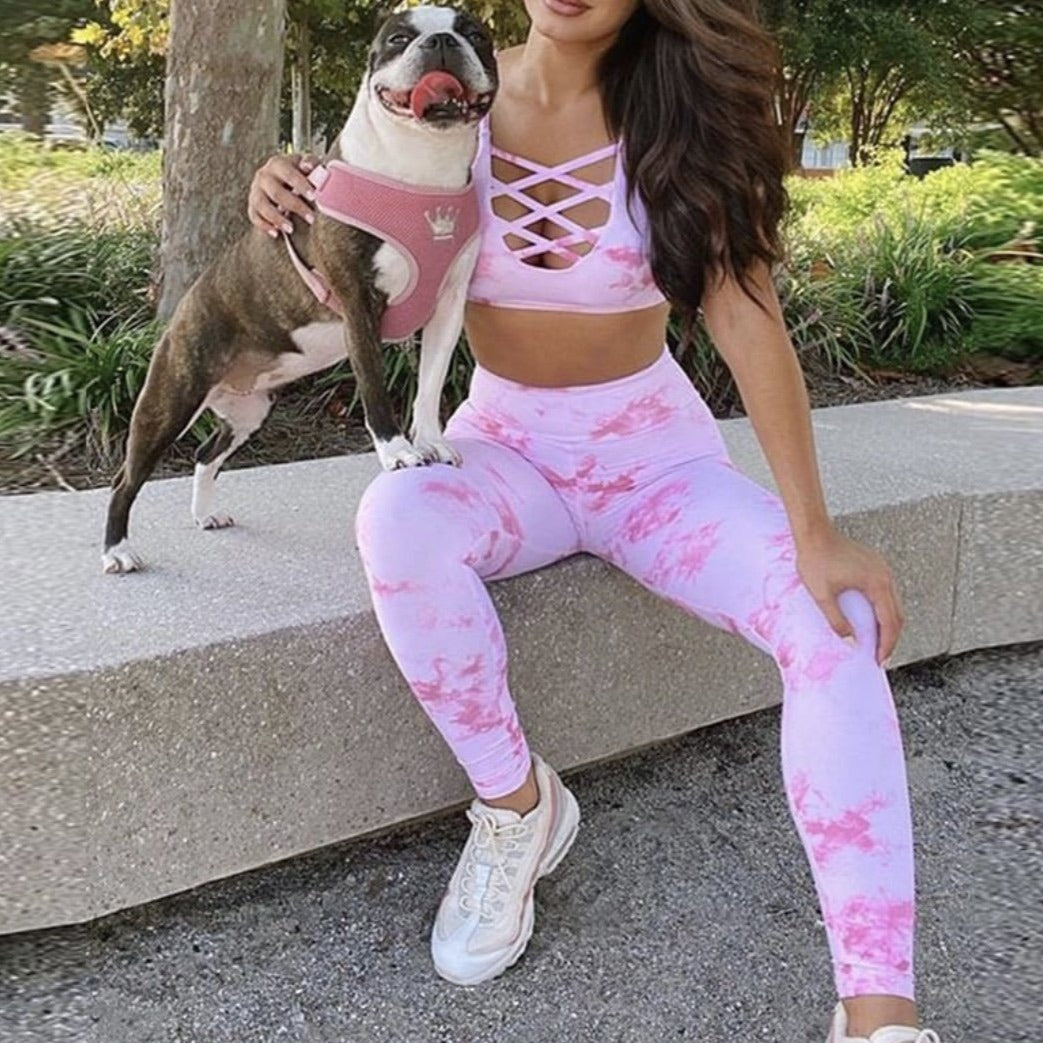 pink tie dye athleisure set