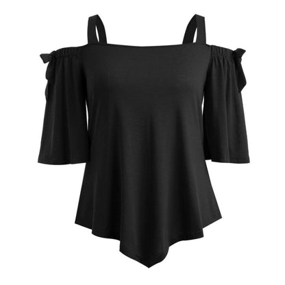 black off the shoulder blouse with tank top sleeves