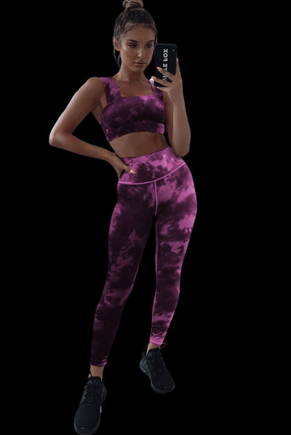 Active Tie Dye Yoga Bra And Legging Set