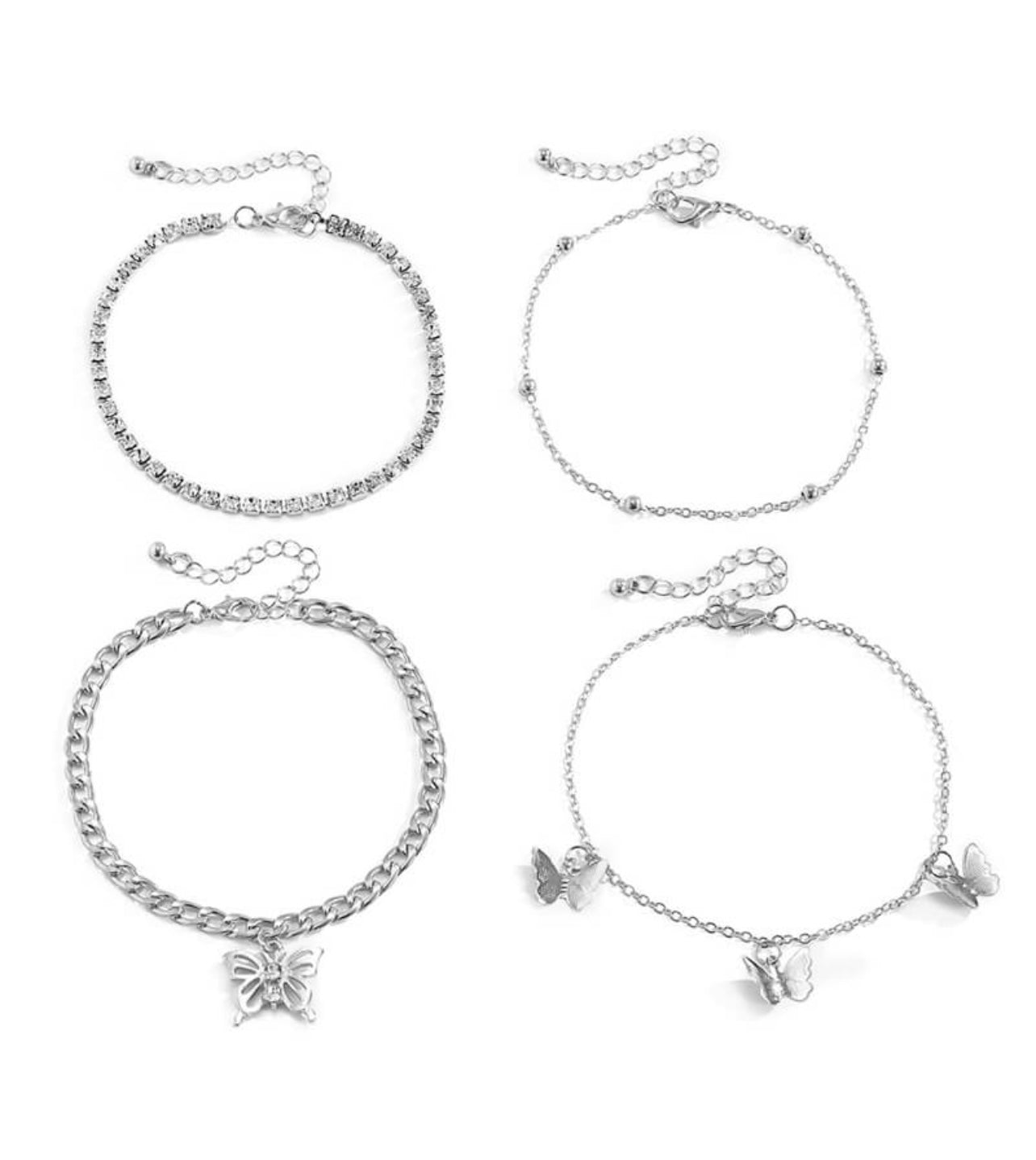 Ankle Bracelet Butterfly - Set of 4