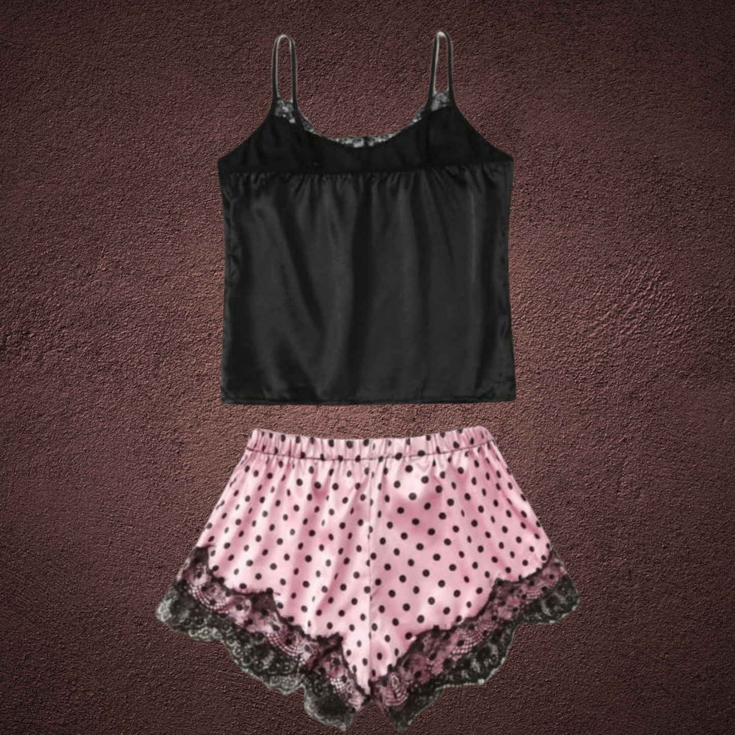 Black/ Pink Polka Dot - Pajama Short Set