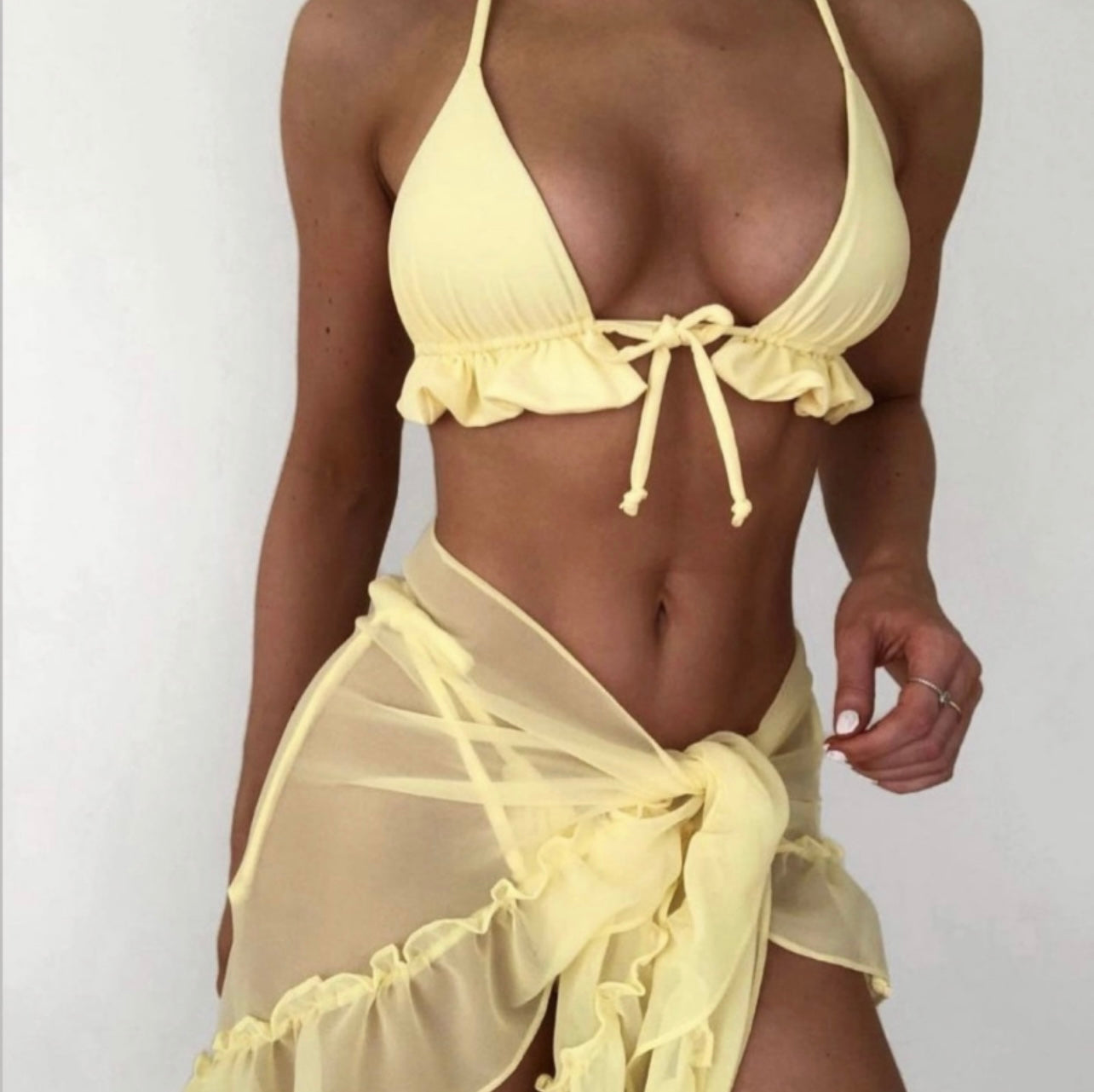 Ruffled 3 Piece Bikini Set