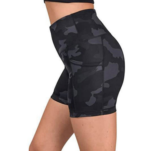 Black Camouflaged Biker Shorts