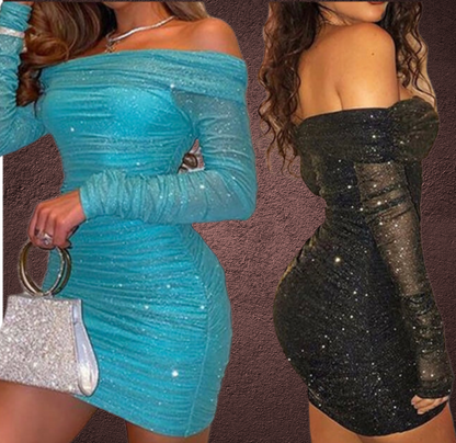 Bella Sequin Mini Dress Baby Blue