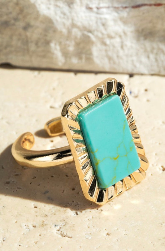 Precious Stone Rectangle Ring