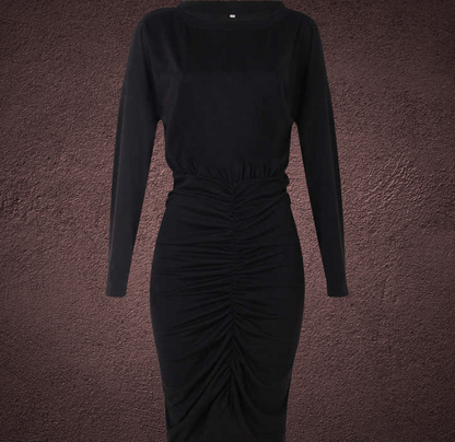 Fabiola Black Creased Dress