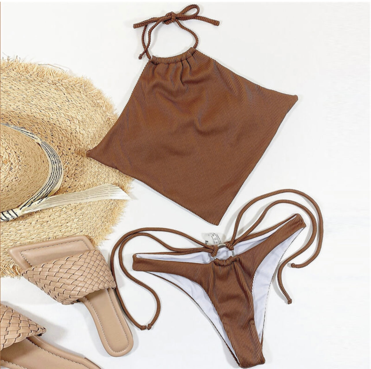 Brown Two Piece Swim Set