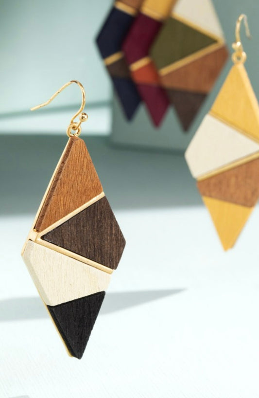 Wood Block Dangle Earrings