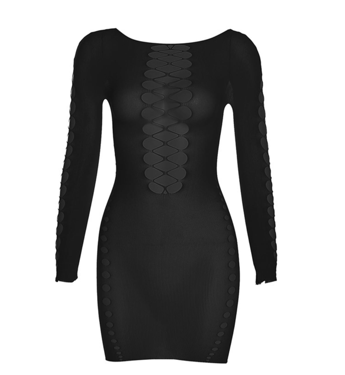 Black Mesh Mini Dress