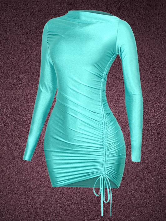 Turquoise Debra Long Sleeve Mini Dress