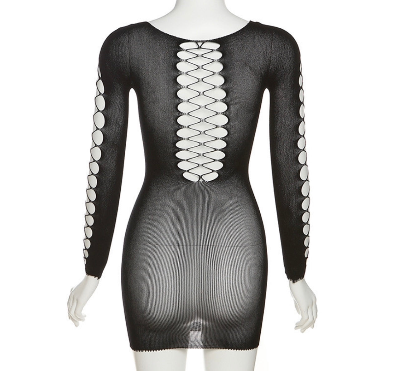 Black Mesh Mini Dress